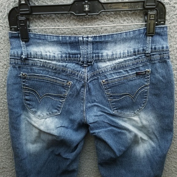 Angels Women's 7 Button-Fly Blue Cropped Jeans 30.75" 24.25" 7.5" - Picture 8 of 11